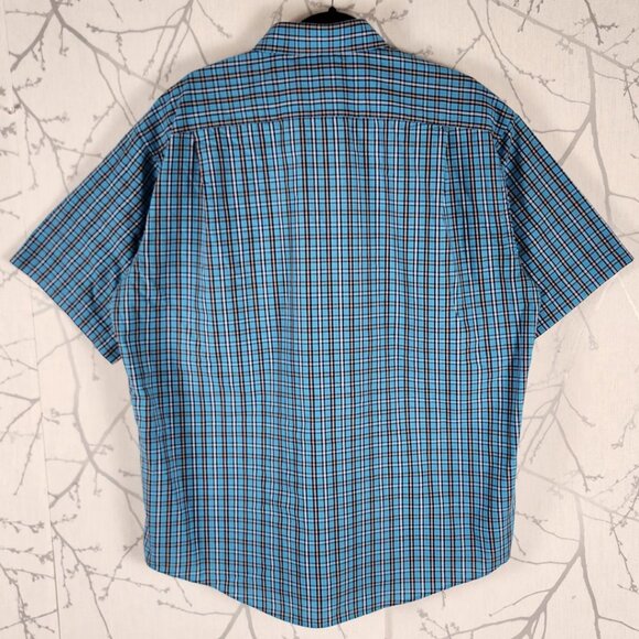 Joseph & Feiss Blue Plaid Cotton Blend Wrinkle Resistant Shirt - Picture 2 of 3